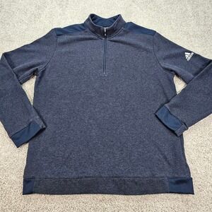 Adidas Men Navy Blue Heather ¼ Zip Pullover Golf Sweatshirt Size Large